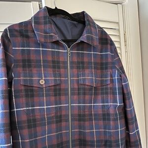 (RARE) Bonobos purple plaid zip-up jacket -MEDIUM
